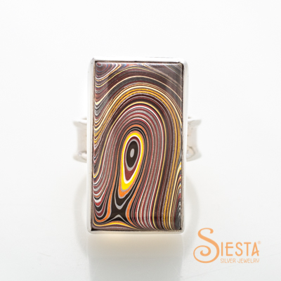 Corvette Paint aka Fordite Ring in Sterling Silver