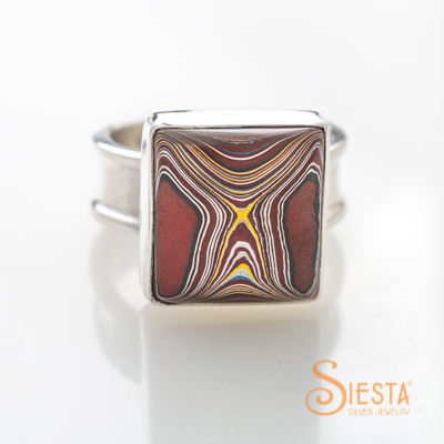 Corvette Paint aka Fordite Ring in Sterling Silver Size 9