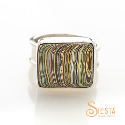 Sterling Silver Vintage Fordite Ring