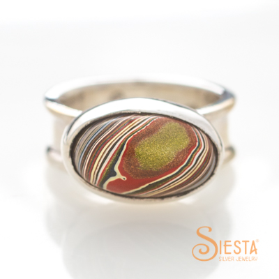 Sterling Silver Vintage Fordite Ring