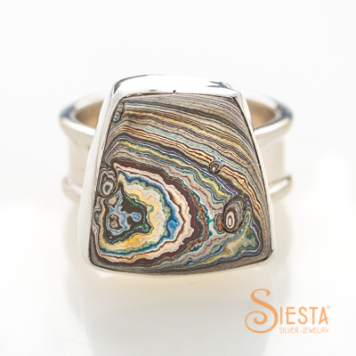 Sterling Silver Vintage Fordite Ring