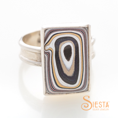 Sterling Silver Fordite Ring