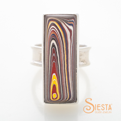 Corvette Paint aka Fordite Ring in Sterling Silver