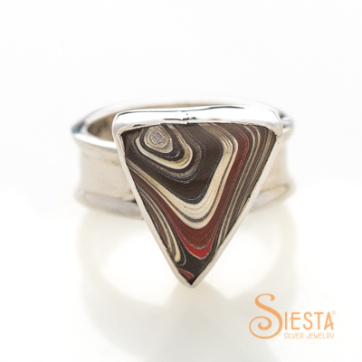 Corvette Paint aka Fordite Ring in Sterling Silver