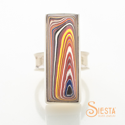 Corvette Paint aka Fordite Ring in Sterling Silver