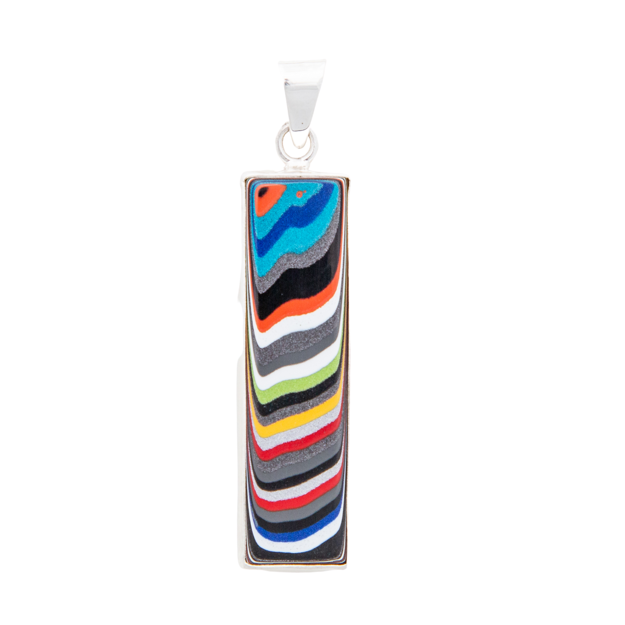 Fordite Jeep Paint Pendant in Sterling Silver