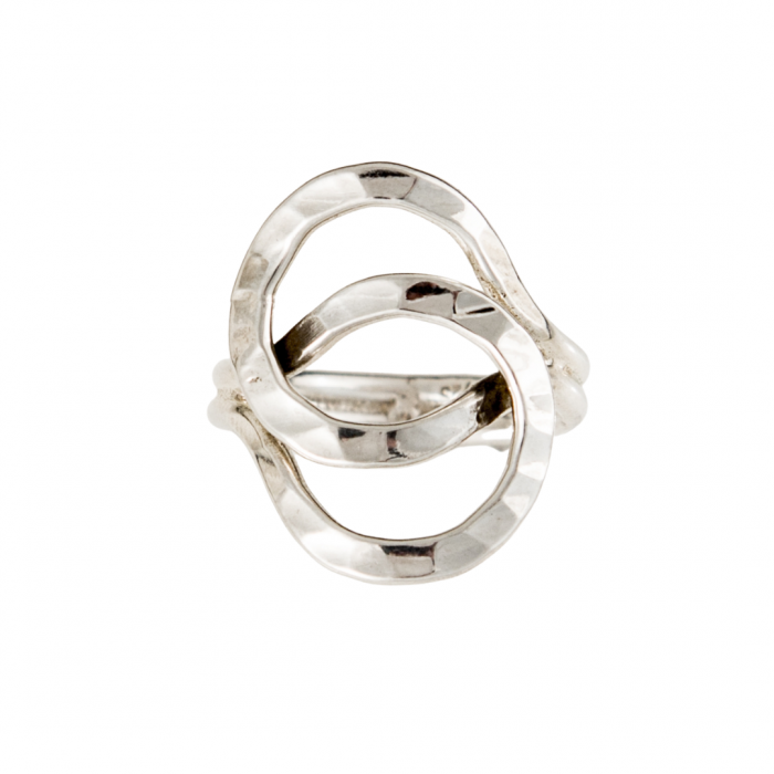 Siesta Silver Jewelry Hammered Interlocking Stacked Circles Statement Ring R7113
