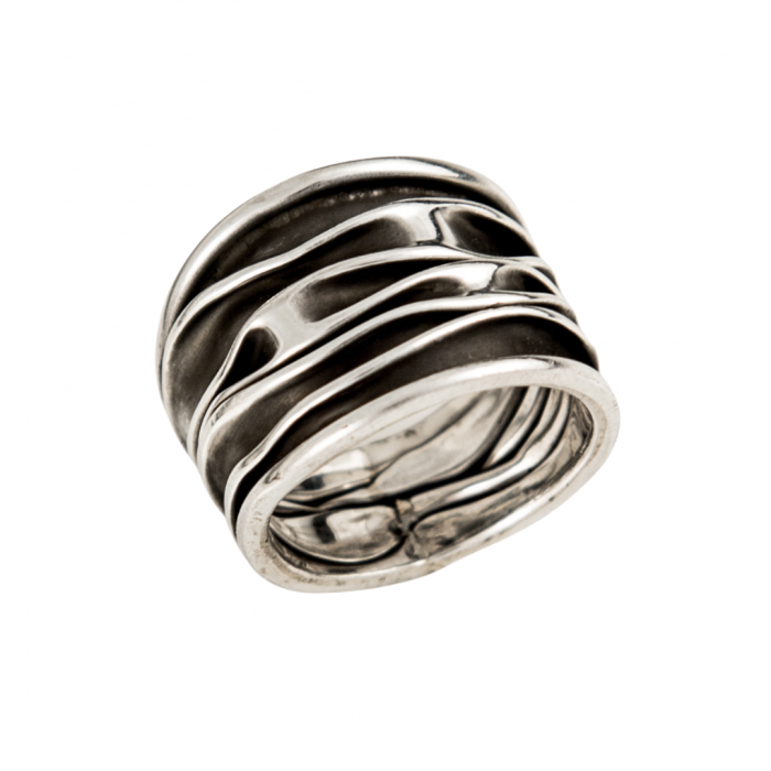 Siesta Silver Jewelry Scrunched Statement Ring R7333