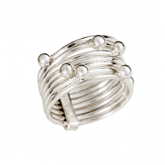 Siesta Silver Jewelry Seven Ball Statement Ring R7162
