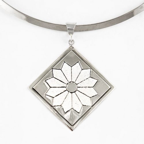 Dresden Plate Quilt Jewelry Large Pendant in Sterling Silver Siesta Silver Jewelry