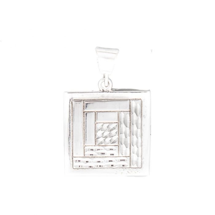 Log Cabin Quilt Jewelry Medium Pendant in Sterling Silver Siesta Silver Jewelry