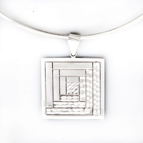 Log Cabin Quilt Jewelry Large Pendant in sterling silver Siesta Silver Jewelry
