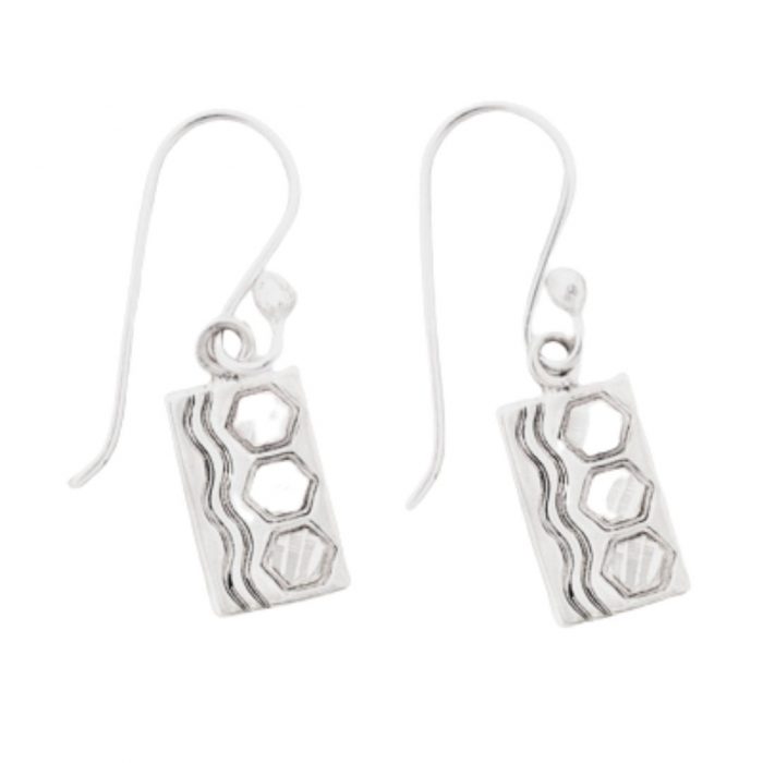 Sexy Hexie Quilt Jewelry Hook Earrings in Sterling Silver Siesta Silver Jewelry
