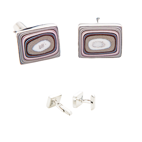 Fordite Cuff Links in Sterling Silver 6