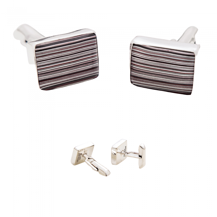 Fordite Cuff Links in Sterling Silver 7