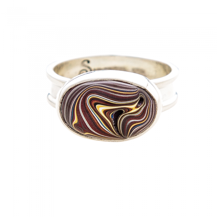 Fordite Corvette Paint Sterling Silver Ring 8A
