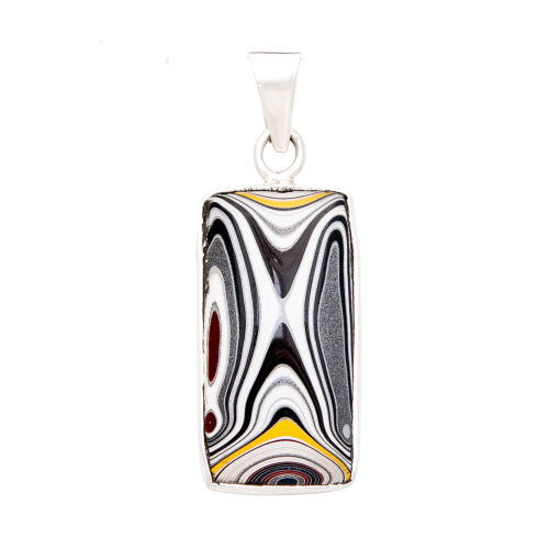 Fordite Large Sterling Silver Pendant Detroit Agate Nickel Free Double Sided Siesta Silver Jewelry