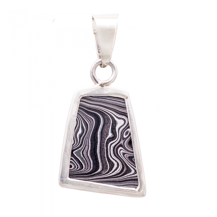 Fordite Medium Pendant in Sterling Silver Nickel Free Siesta Silver Jewelry Detroit Agate Upcycled Car Paint