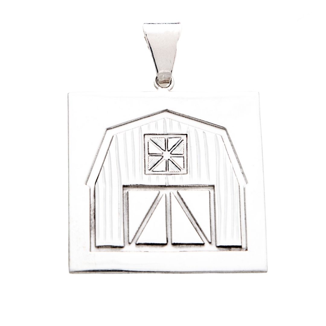 Quilt Barn Quilt Jewelry Large Pendant in Sterling Silver Siesta Silver Jewelry