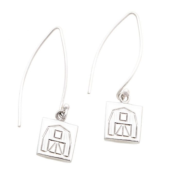 Quilt Barn Quilt Jewelry Long Wire Earrings in Sterling Silver Siesta Silver Jewelry