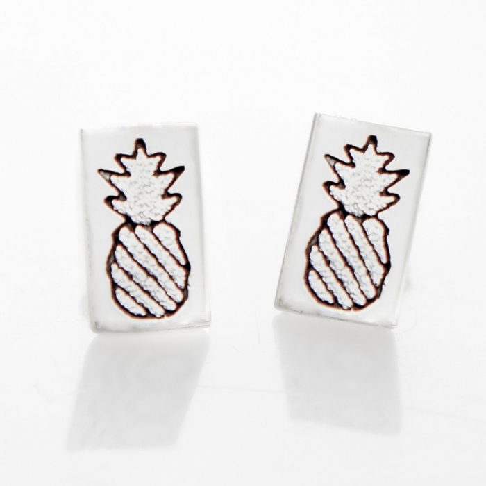 Crowned Pineapple Quilt Jewelry Post Earrings in sterling silver Siesta Silver Jewelry