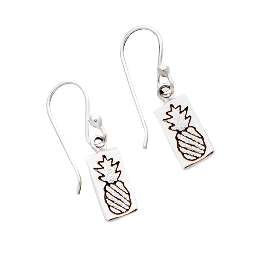 Crowned Pineapple Quilt Jewelry Hook Earrings in sterling silver Siesta Silver Jewelry