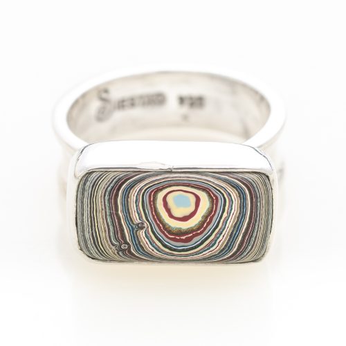 Fordite Vintage Ford Rouge Plant Paint Ring Siesta Silver Jewelry RVint9E