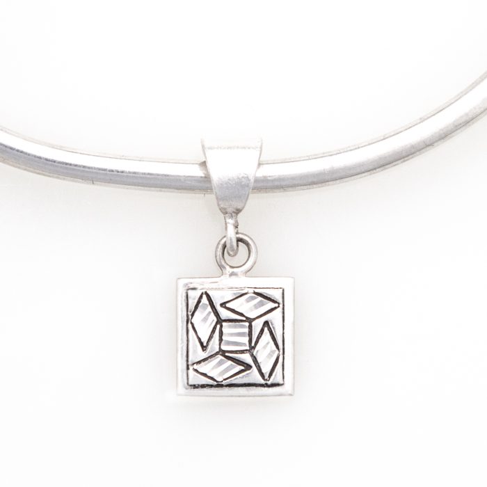 Diamond Rects Quilt Jewelry Charm in Sterling Silver