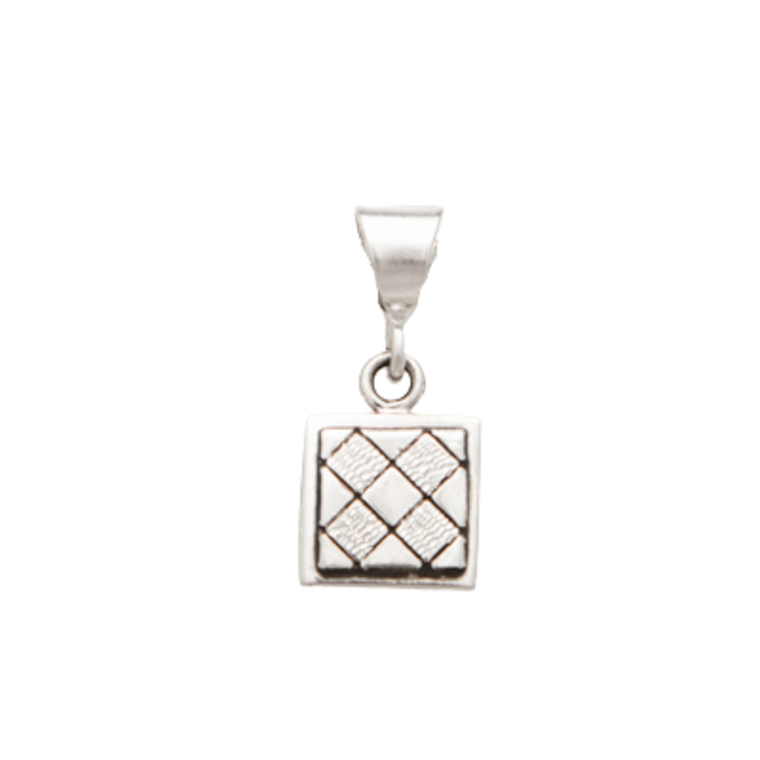 Four Patch Quilt Jewelry Charm in Sterling Silver