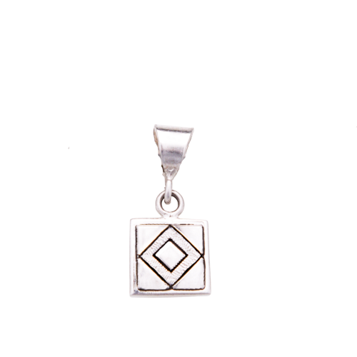 Corner Pop Quilt Jewelry Charm in Sterling Silver