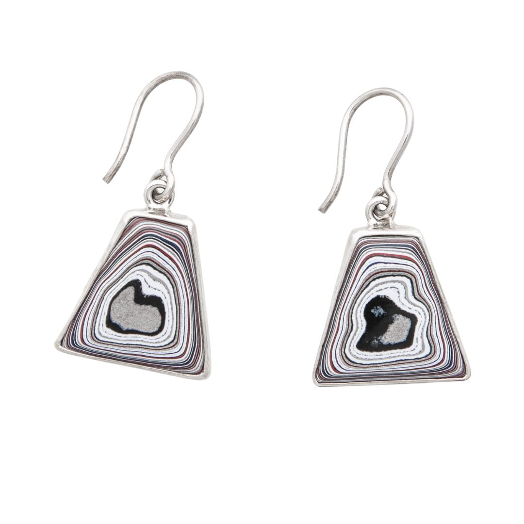 Fordite Hook Earrings in Sterling Silver Siesta Silver Jewelry