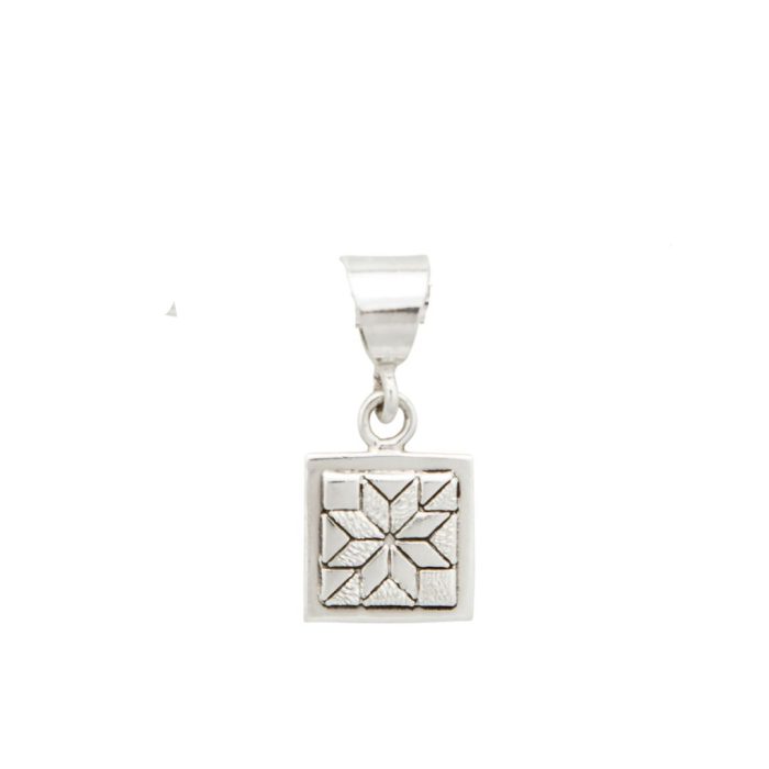 Lemoyne Star Version 2 Quilt Jewelry Charm in Sterling Silver
