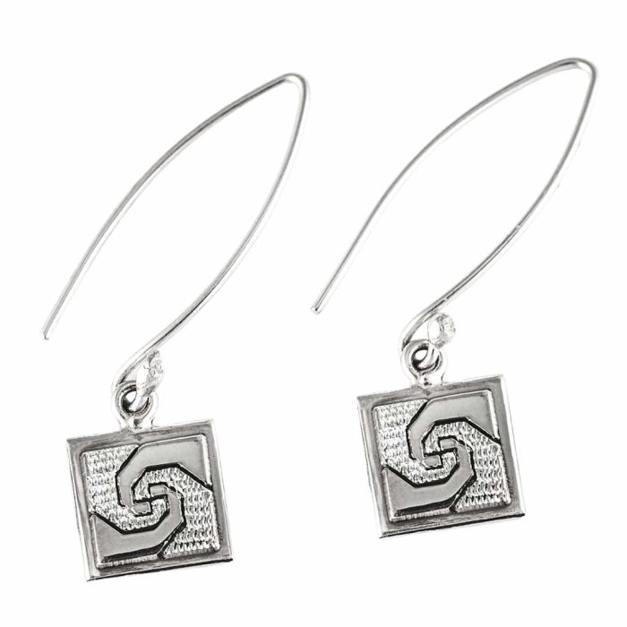 Snail's Trail Quilt Jewelry Long Wire Earrings in Sterling Silver Siesta Silver Jewelry