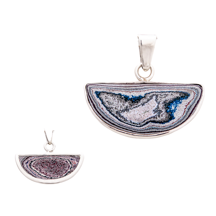 Fordite Pendant in Sterling Silver Siesta Silver Jewelry Detroit Agate
