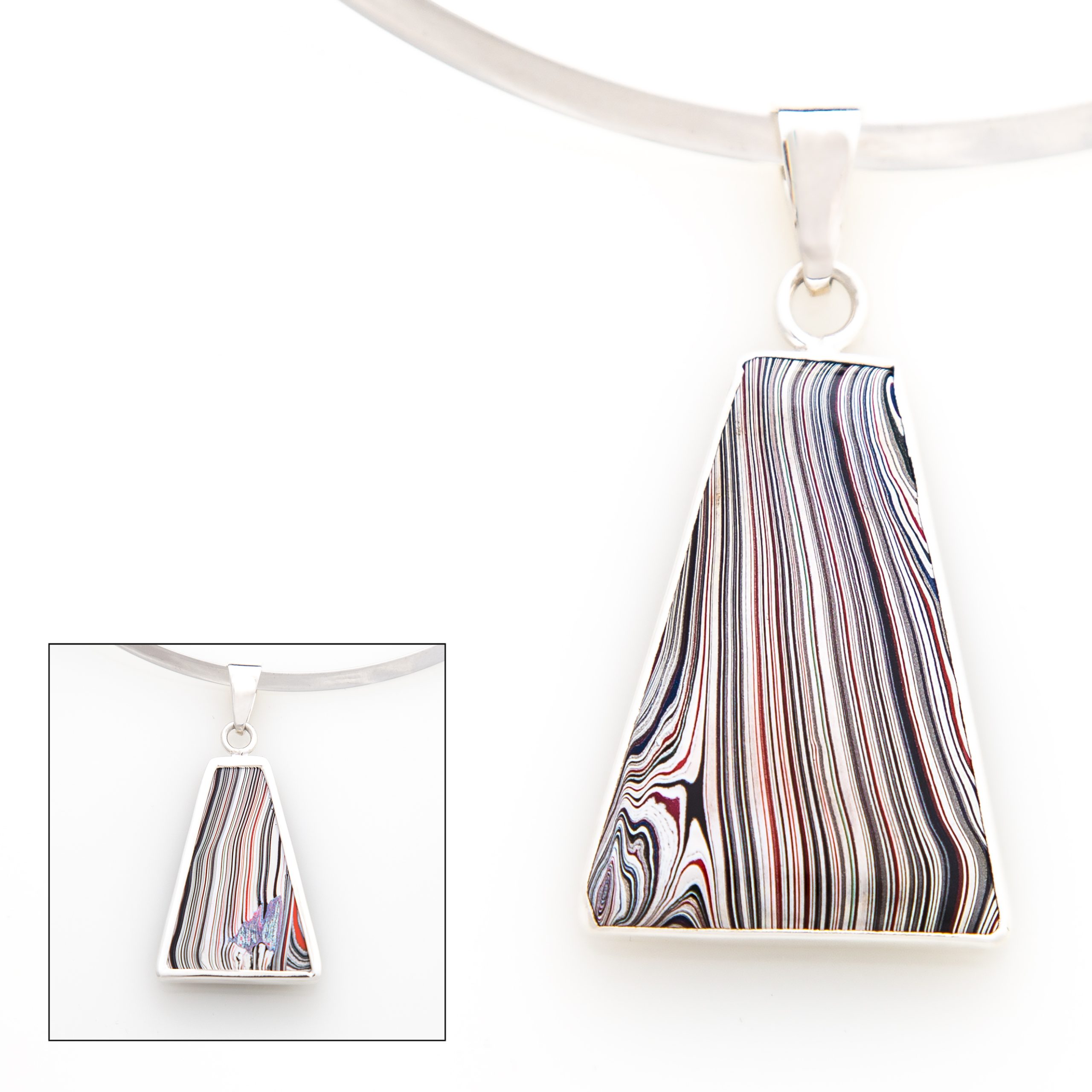 Fordite XL Pendant in Sterling Silver Detroit Agate Siesta Silver Jewelry