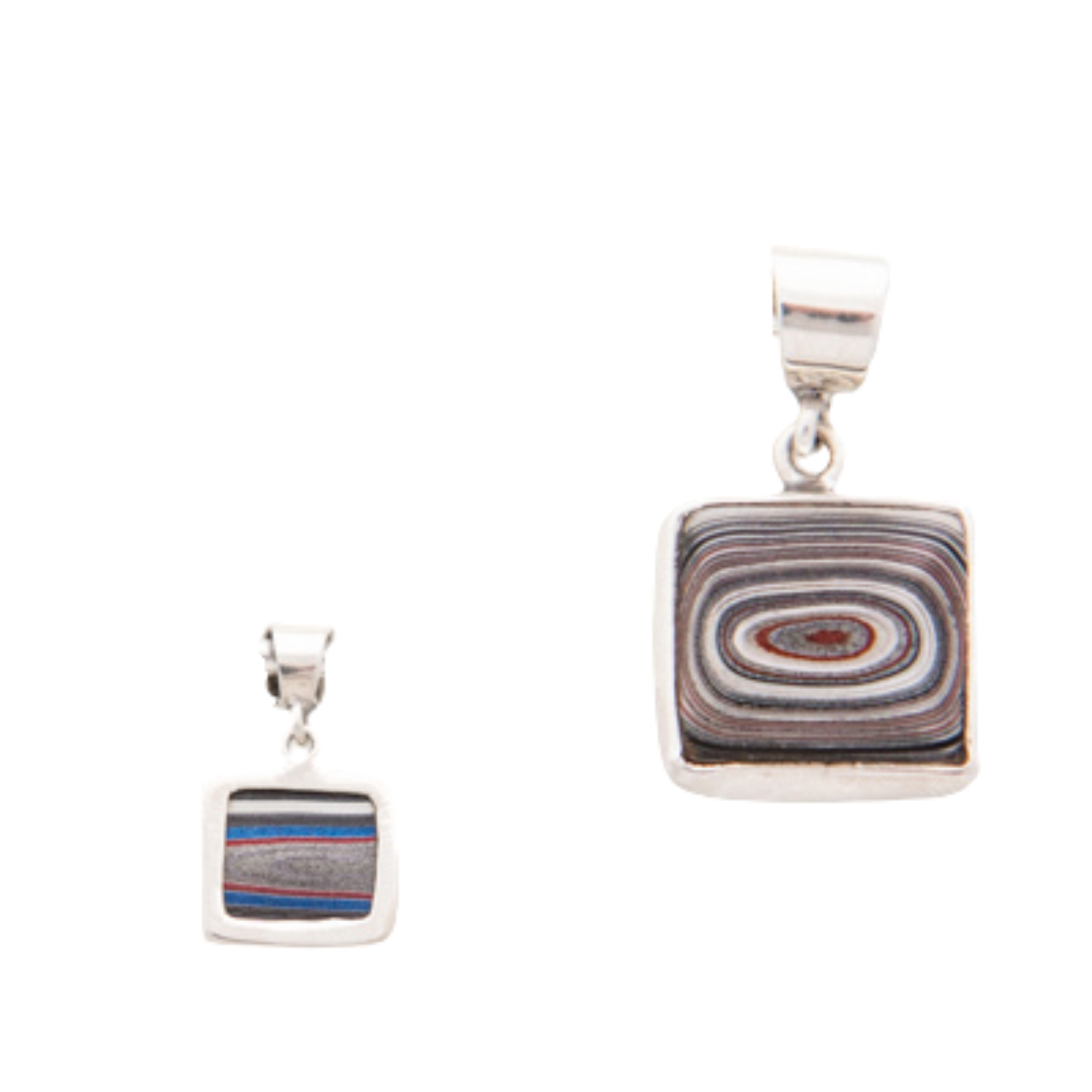 Fordite Pendant in Sterling Silver Siesta Silver Jewelry Detroit Agate fits on Pandora type bracelet or bangle