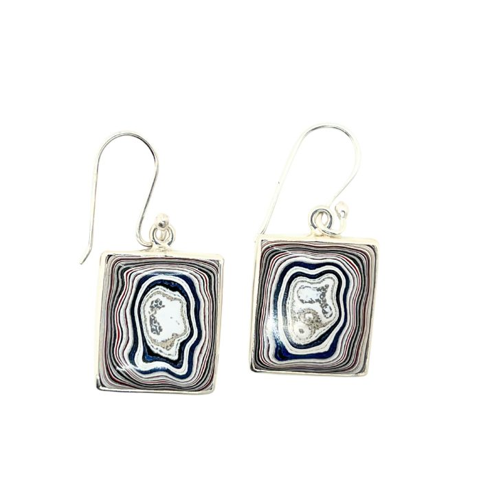 Fordite Detroit Agate Hook Earrings in sterling silver Siesta Silver Jewelry