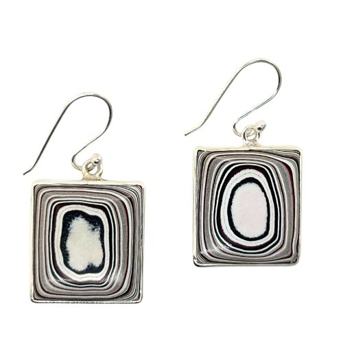 Fordite Detroit Agate Hook Earrings in sterling silver Siesta Silver Jewelry