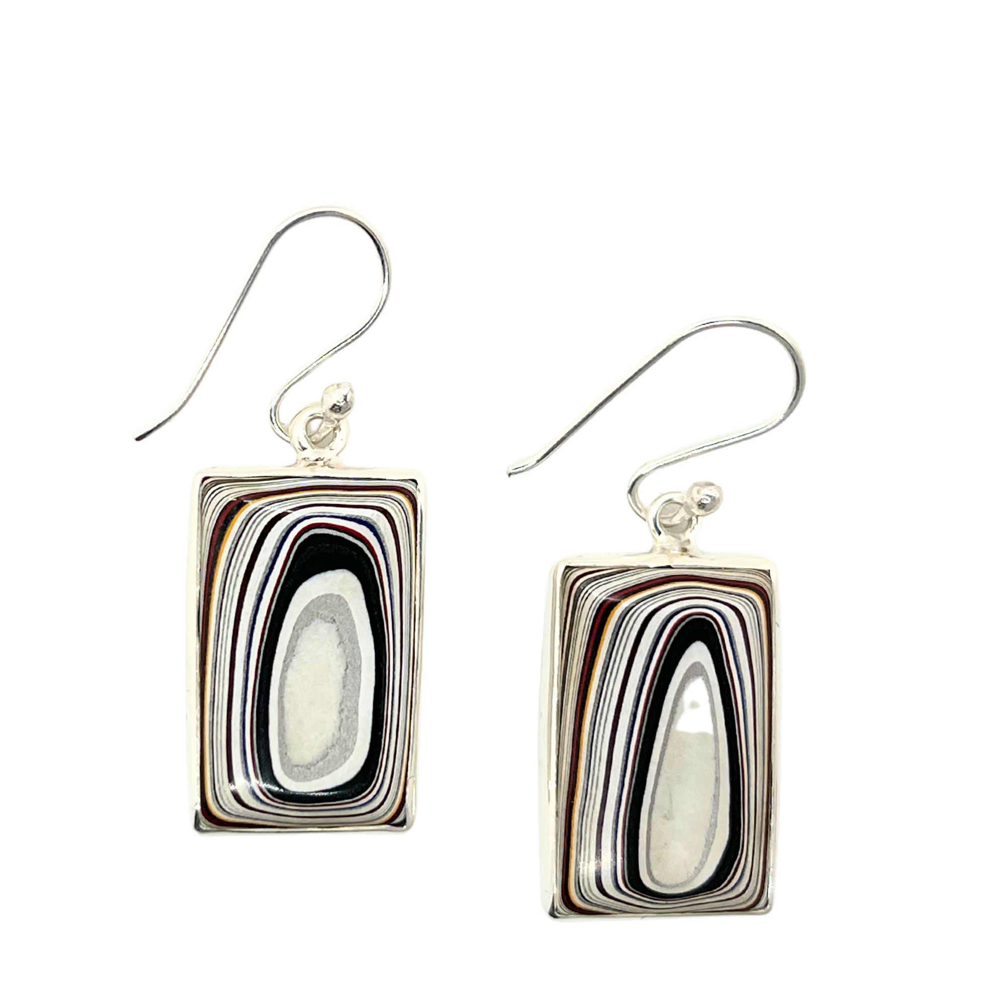 Fordite Hook Earrings in Sterling Silver – Siesta Silver Jewelry