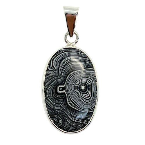 Fordite Large Pendant in Sterling Silver